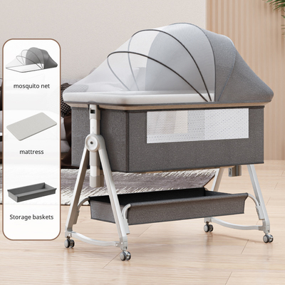 Cuna multifuncional para bebés con empalme plegable y ajuste de altura, columpios de cama portátiles y móviles, cuna, cama de dormir