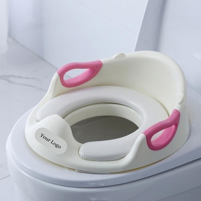 Silla de baño a prueba de salpicaduras para niños con mangos y patrón sólido