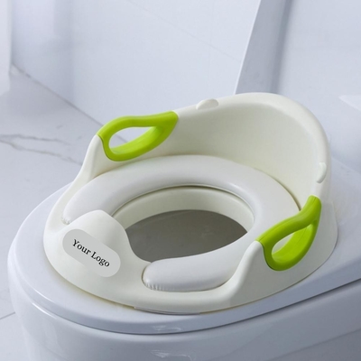 Silla de baño a prueba de salpicaduras para niños con mangos y patrón sólido