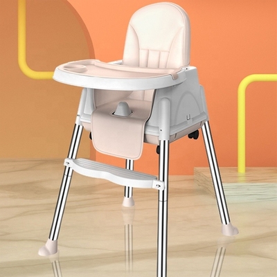 Silla de alimentación para bebés portátil y estable de color beige/rosa/cielo