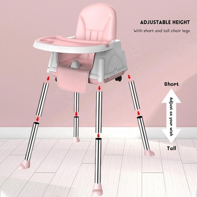 Silla de alimentación para bebés portátil y estable de color beige/rosa/cielo