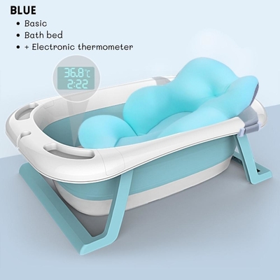 Bañera plegable portátil para niños con termómetro y ducha