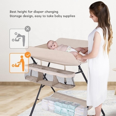 Tabla de cambio de pañales plegable OEM con organizador de guardería de altura ajustable