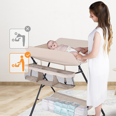 Ouninbear portable plegable Muñecos de bebé mesa de cambio con almacenaje y almohadilla móvil