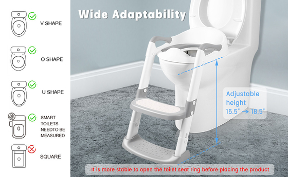 Gris/azul/rojo 3 en 1 asiento de entrenamiento de baño con escalera de taburete de paso se ajusta a 1-10 años de edad