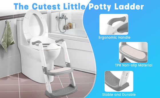 Gris/azul/rojo 3 en 1 asiento de entrenamiento de baño con escalera de taburete de paso se ajusta a 1-10 años de edad