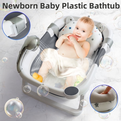 bañera de plástico plegable con termómetro electrónico