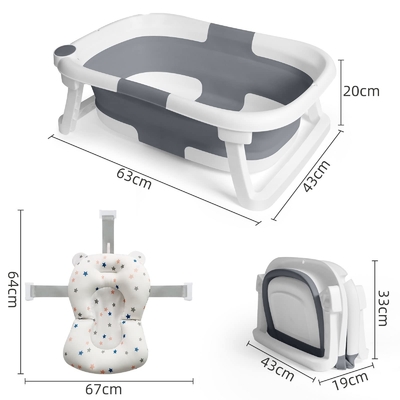 Conjunto de bañera para bebés recién nacidos de plástico TPE almohadilla suave plegable bañeras para niños