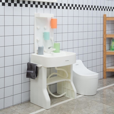 Cuenca de lavado de plástico de tamaño infantil con pedestal de pie libre