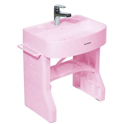 Baño infantil simulado Lavadora de manos Cuenca de tamaño infantil Lavabo con soporte de plástico