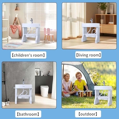 Ouninbear Lavabo Niños Lavar Cuenca de plástico con luz y tanque de agua en blanco