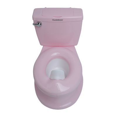 Asiento de entrenamiento para bebé blanco con logotipo de Ouninbear y botón de manejo
