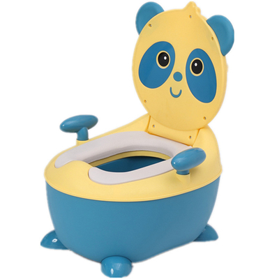 Toilet para bebé en forma de panda de dibujos animados con logotipo personalizado EN71 certificado azul/amarillo/blanco/negro