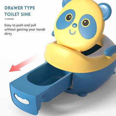 Toilet para bebé en forma de panda de dibujos animados con logotipo personalizado EN71 certificado azul/amarillo/blanco/negro
