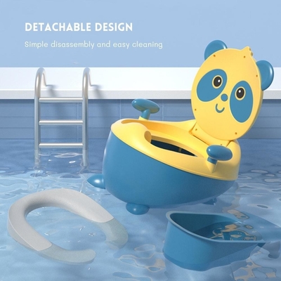 Toilet para bebé en forma de panda de dibujos animados con logotipo personalizado EN71 certificado azul/amarillo/blanco/negro