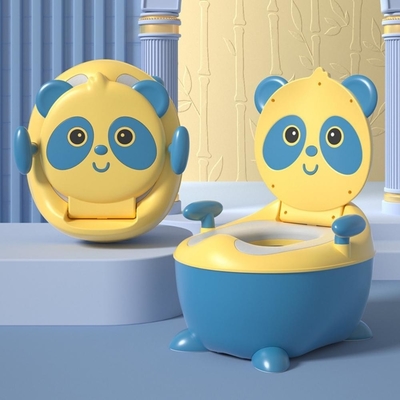 Adorable forma de panda azul amarillo dibujos animados de entrenamiento de bebés vagina con certificación EN71