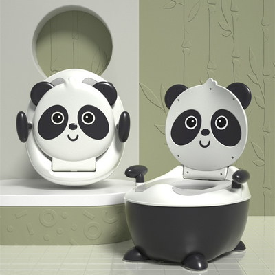 Cartoon Panda Baby Potty Toilet de entrenamiento con logotipo personalizado en azul amarillo blanco negro
