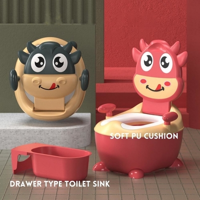Toilet para bebés en forma de vaca de dibujos animados con certificación de prueba EN71