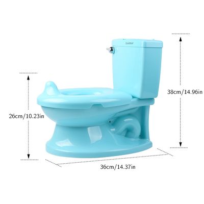 Toilet para bebés con botón en color blanco azul rosa con patrón sólido - Certificado EN-71 - 1.38kg neto