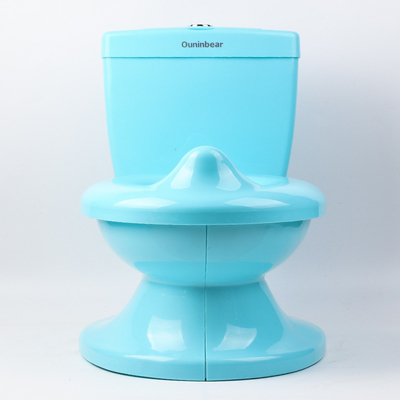 Patrón sólido Blanco Azul Rosa Bañera de entrenamiento para bebés Certificación de ensayo EN71 con sonido de descarga