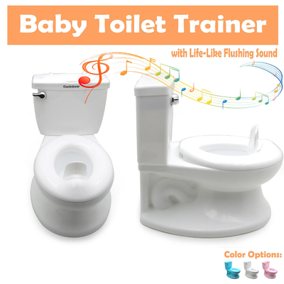 Tipo cuadrado de gran multifunción Infantil Pink/White/Blue Toilet con muñecos de música