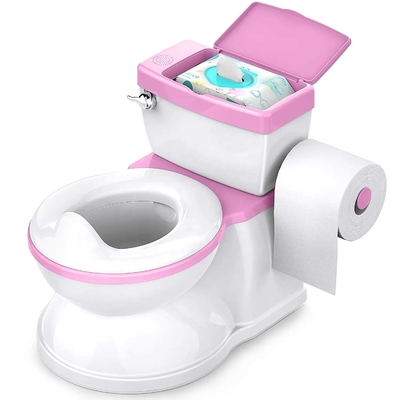 Impresión ecológica de un trainer de baño para bebés en gris/rosa/azul - Certificado EN-71