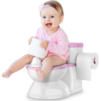 Impresión ecológica de un trainer de baño para bebés en gris/rosa/azul - Certificado EN-71
