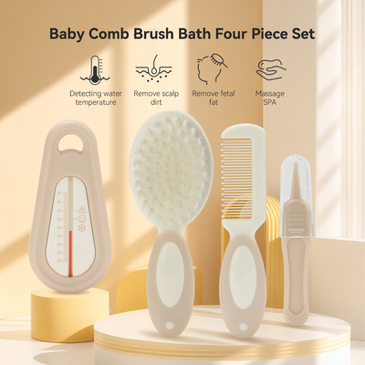 Cepillo suave para el cuidado del bebé, termómetro de agua de baño para el cuidado de la cabeza del recién nacido
