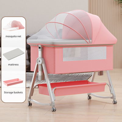 Cuna multifuncional para bebés con empalme plegable y ajuste de altura, columpios de cama portátiles y móviles, cuna, cama de dormir