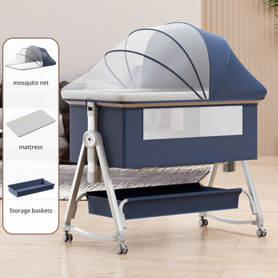 Cuna multifuncional para bebés con empalme plegable y ajuste de altura, columpios de cama portátiles y móviles, cuna, cama de dormir