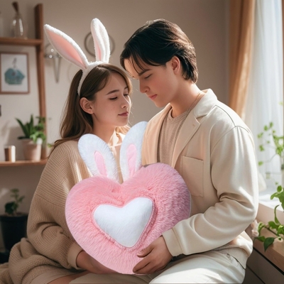 Cushión de peluche en forma de corazón suave almohada para dormir Decoración de la sala de estar Regalos para el día de San Valentín Amor cómodo almohada sofá cojín