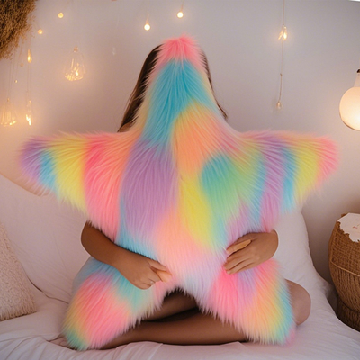 Blanco/colorido Estrella de cinco puntas almohada suave peluche Muñecos de peluche juguetes aficiones almohada exquisita decoración para el hogar regalos de cumpleaños